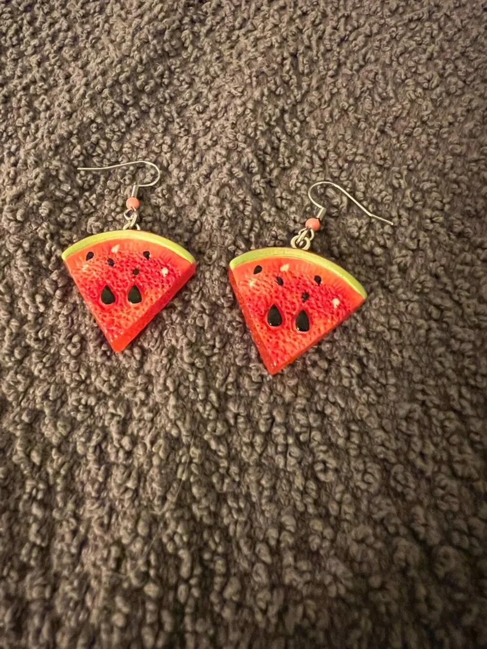 Handmade Resin Watermelon Slice Dangle Earrings | Summer Fruit Jewelry